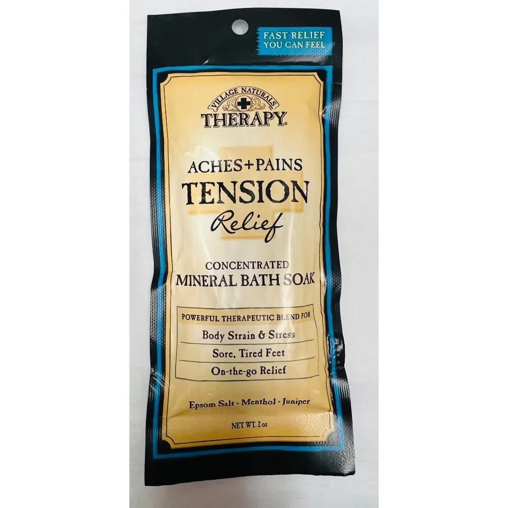 Village Naturals Therapy Aches & Pains Tension Relief Mineral Bath Soak Juniper